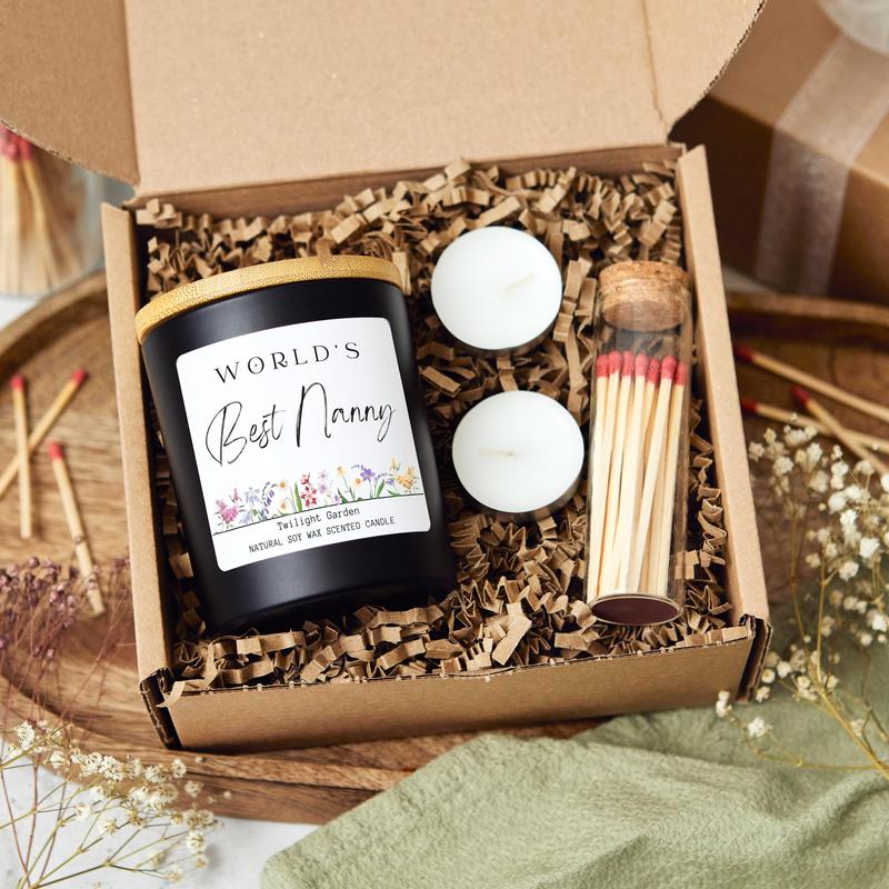 World's Best Nanny Birthday Candle Gift, Nana Mothers Day Presents, The Best Nanny Mothers Day Scented Candle For Gran, Grandma Candle Gift Set, Granny Gift Wood Wick Candle in Glass  Jar for Decor, Beautiful Fragrance 2