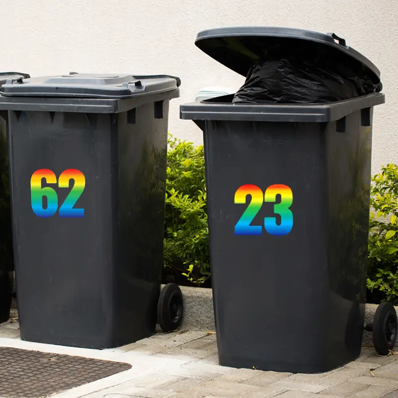 Papa Prints Pack of 3 Large (17cm) Waterproof Self-Adhesive Wheelie Bin Numbers 4
