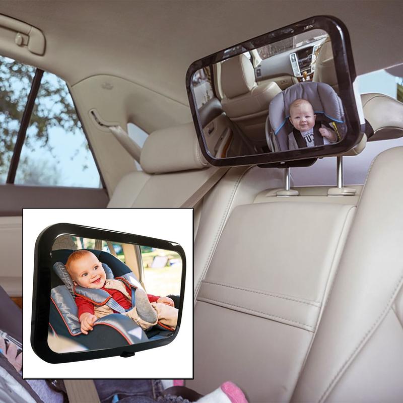 LARGE ADJUSTABLE WIDE VIEW REAR/BABY/CHILD SEAT CAR SAFETY MIRROR HEADREST MOUNT 1