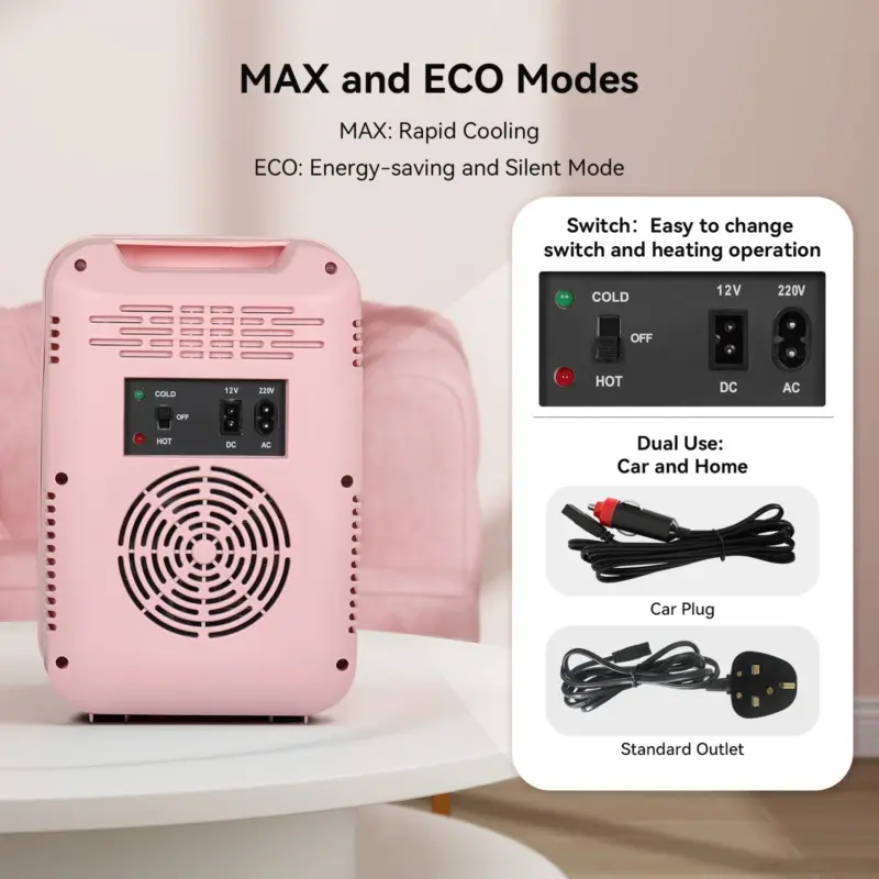 4L Mini Fridge with LED Mirror Portable Cooler Warmer Table Top Bedroom Makeup 7