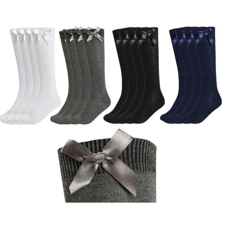 Girls Knee High Bow School Socks in Cotton Blend for Comfortable Wear 4