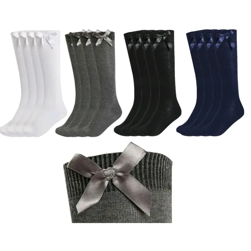 Girls Knee High Bow School Socks in Cotton Blend for Comfortable Wear 4