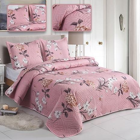 Milan Quilted 3-Piece Bedspread Set with 10 Unique Designs - Available in King and Double Beds 6