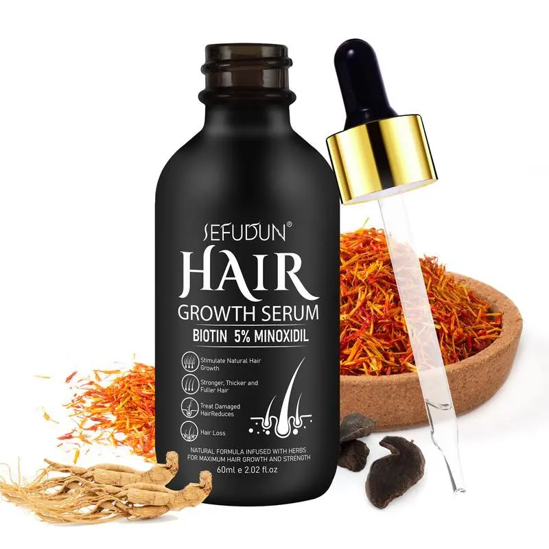 ~5% Minoxidil Hair Growth Serum, Hair Growth for Men and Women, Hair Regrowth Serum For Stronger Thicker Longer Hair Help, Natural Facial Hair Treatment for Grooming Thickening 1