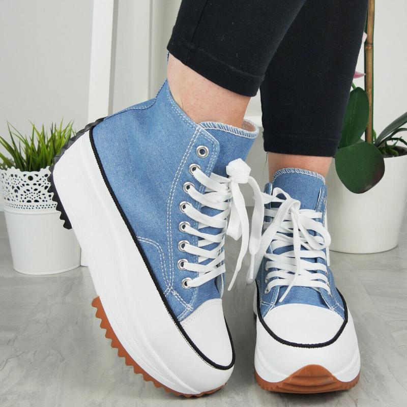 G-12 Women Grip Sole Platform Trainers Classic Lace Up Casual High Top Sneakers 4