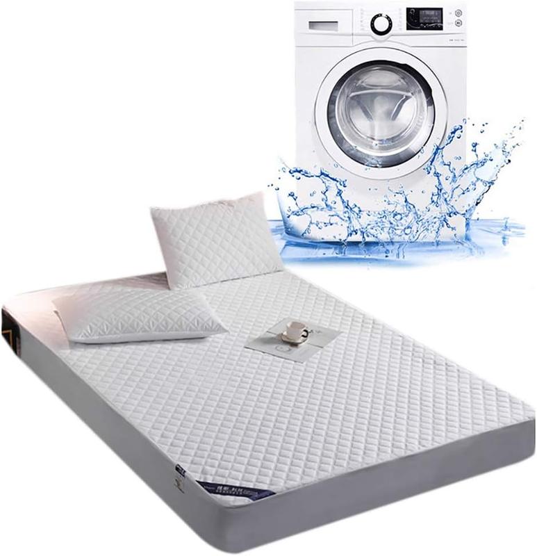 Quilted Mattress Protectors 100% Waterproof Super Soft Cosy Anti Allergy, Non-Noisy and Comfortable Fitted Style Made Of Microfiber Matress Protectors Bed Cover Available In White Colors Sizes ( Moses, Single, 4FT/Small Double, Double, King, Super King) 5