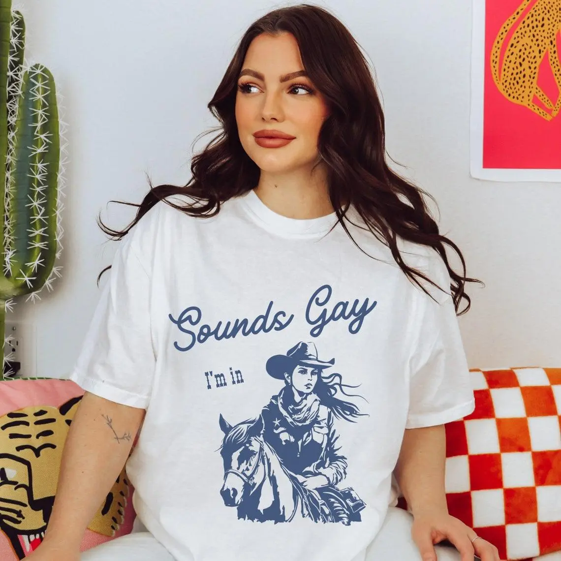 SOUNDS GAY Im In Shirt, Sapphic Shirt, Lesbian Cowgirl, Vintage Lesbian Pride Tshirt, Cool Queer Shirt, Howdy Lesbians