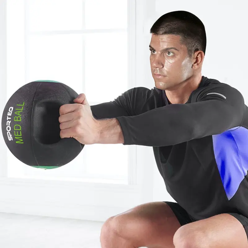 Sporteq Pro Medicine Ball - Strength Training Equipment for Core, Cardio Training - Workout Equipment with Double Handle Weighted Grip 1