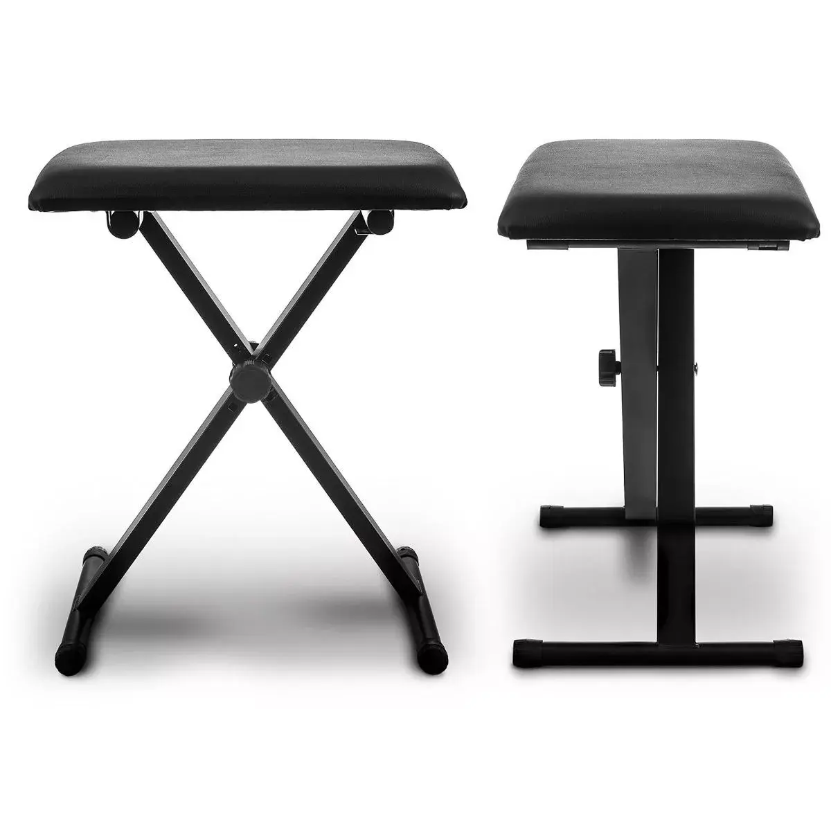 Height Adjustable Leather Piano Wood Bench with Padded Seat and Storage for Keyboard and Stool
