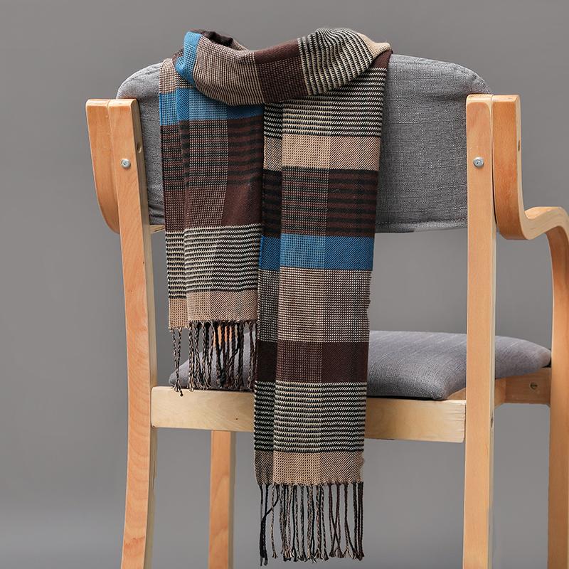 Product Introduction of 185*35cm outdoor Plaid Winter Scarf Women men unisex shalw Warm wrap muffler muffler Fashion Cashmere hijab pashmina tassels 1