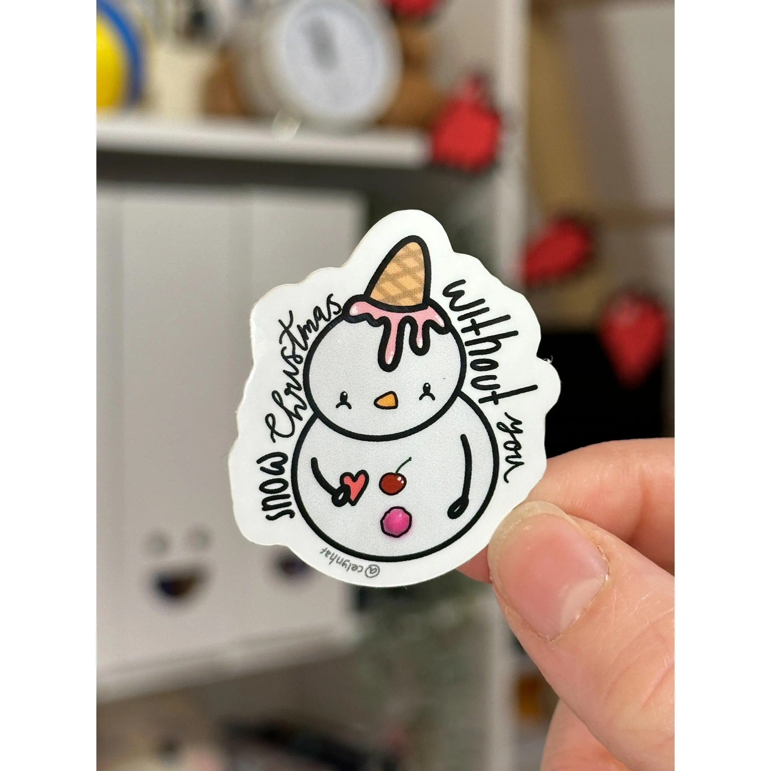 Snow Christmas Without You Vinyl Snowman Sticker