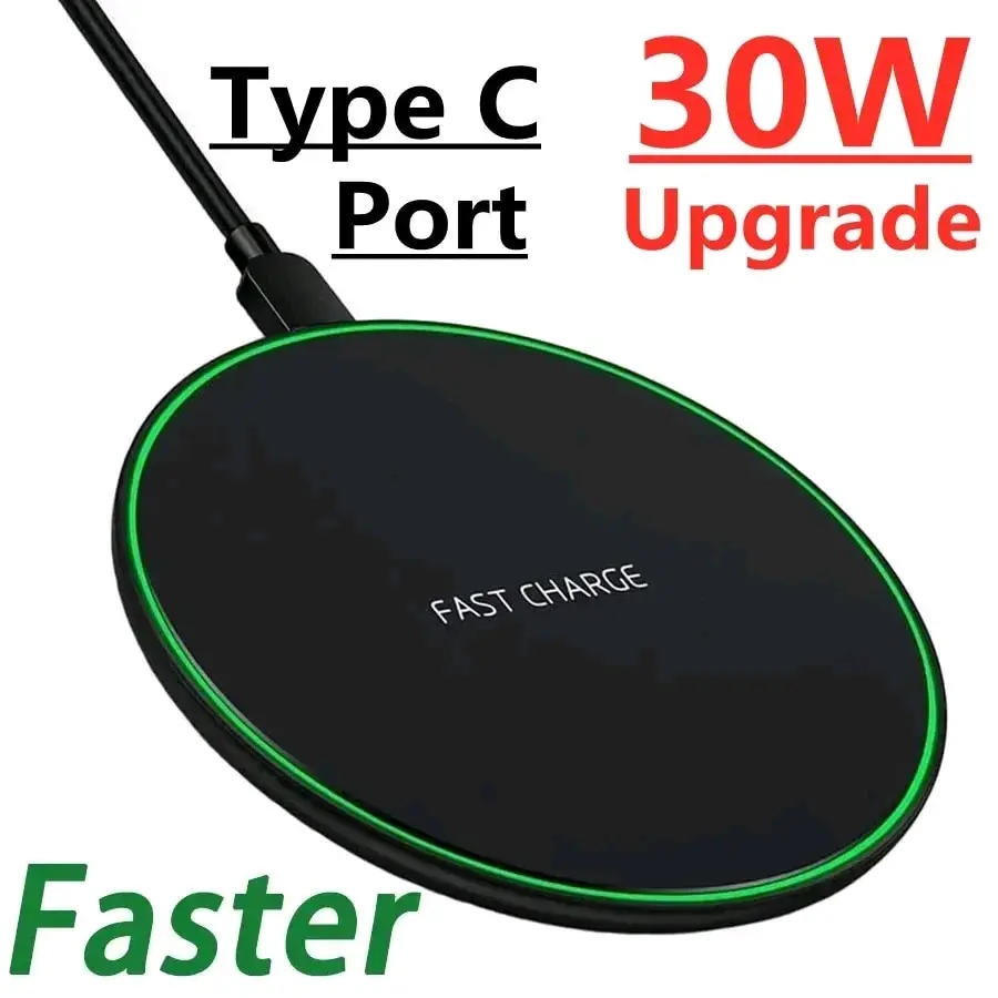 30W Wireless Charger Pad For iPhone 14 13 12 11 Pro XS X XR 8 Induction Type C Fast Charging Pad for Samsung S22 S21 S20 Xiaomi Mobile Electronic Smartphone Device Magnetic