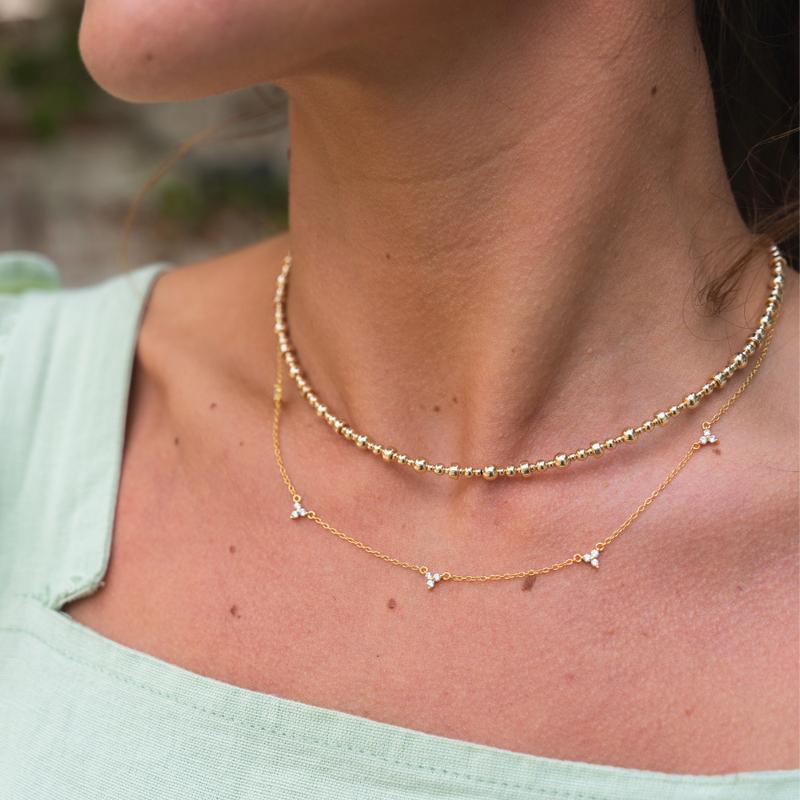 Multi Three Leaf Crystal Drop Necklace 1