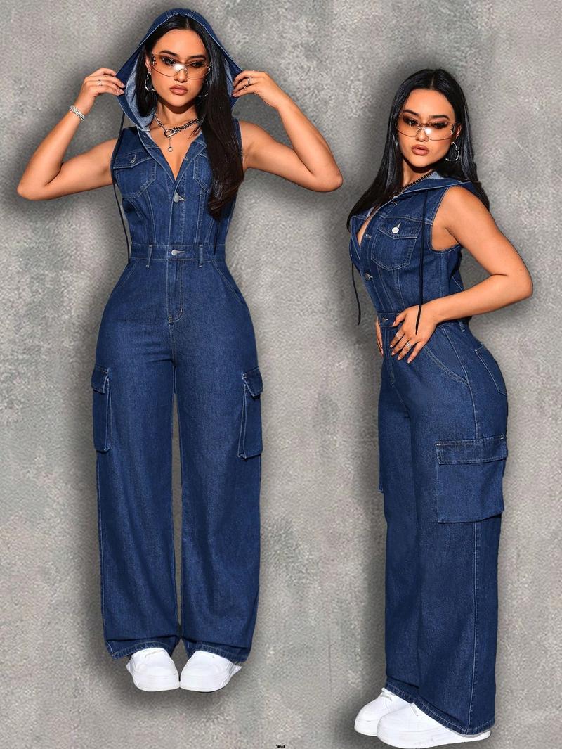 Product Introduction of Jumpsuit Casual Summer ICON Women's Hooded Jeans 0