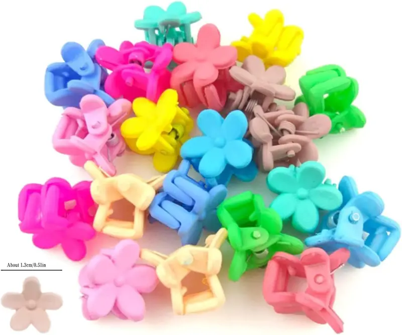 50Pcs Flower Hair Clip 0.51 inch Mini Flower Clips Plastic Hair Claw Clip Small Bangs Hairpin for Women Girls Toddlers 0