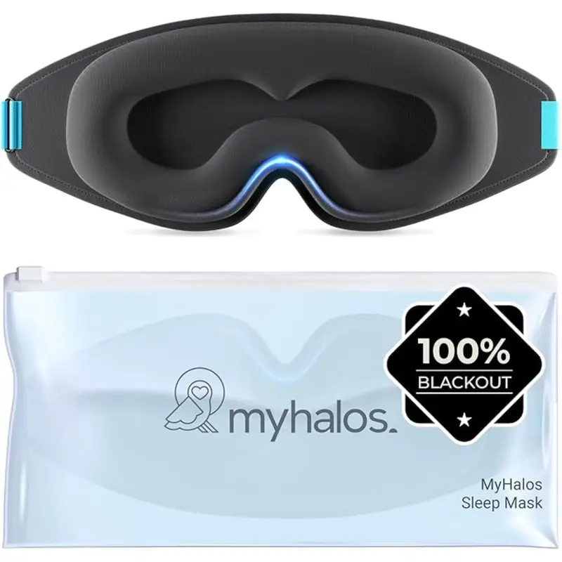MyHalos 100% Blackout Sleep Masks for Women & Men - Zero Eye Pressure Eye Mask for Sleeping -Our Halo Sleep Mask Includes a Storage Pouch- Black Eye Mask for Travel or Blindfold 0