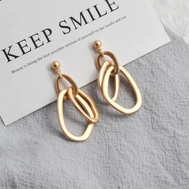 Modern Chic Irregular Geometric Gold Stud Earrings, Perfect Mother's Day Gift, Minimalist Statement Jewelry for Effortless Elegance, Unique Abstract Design,  Premium Matte Gold Finish, Main Body 2.5x1.5cm, Hypoallergenic & Durable, Gift Ideas