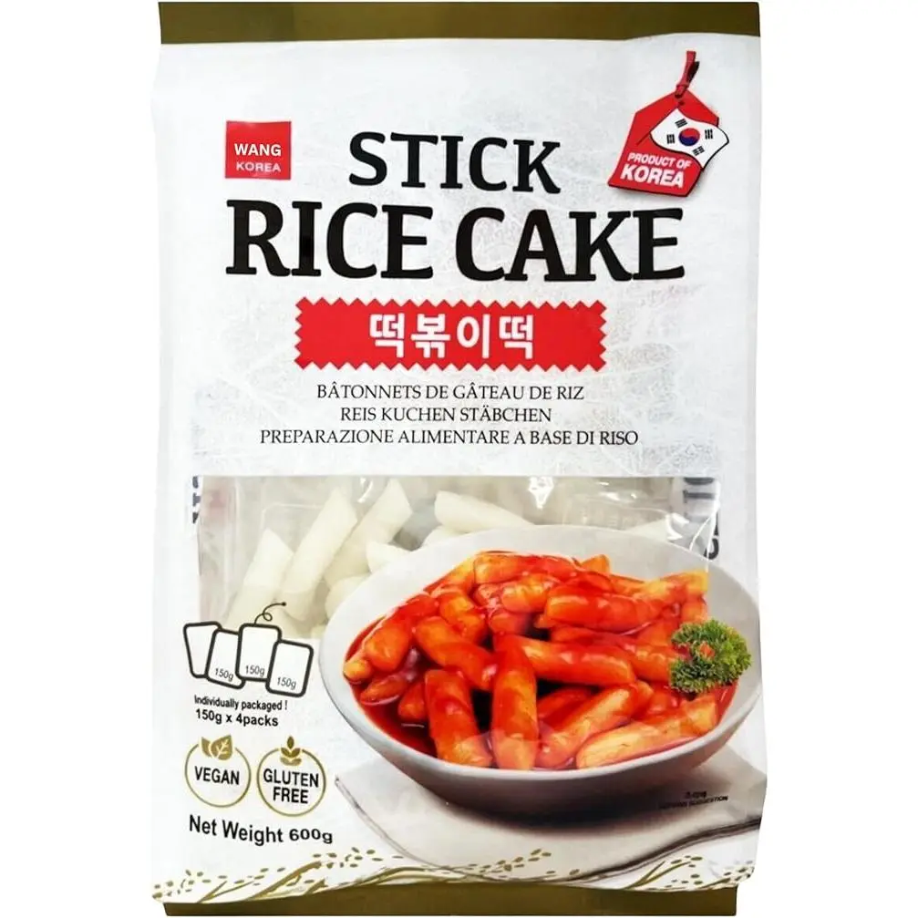 Wang Korean Rice Cake Tteokbokki Topokki Gluten Free & Vegan Friendly 600g (1 Pack to 3 Packs) Food Instant