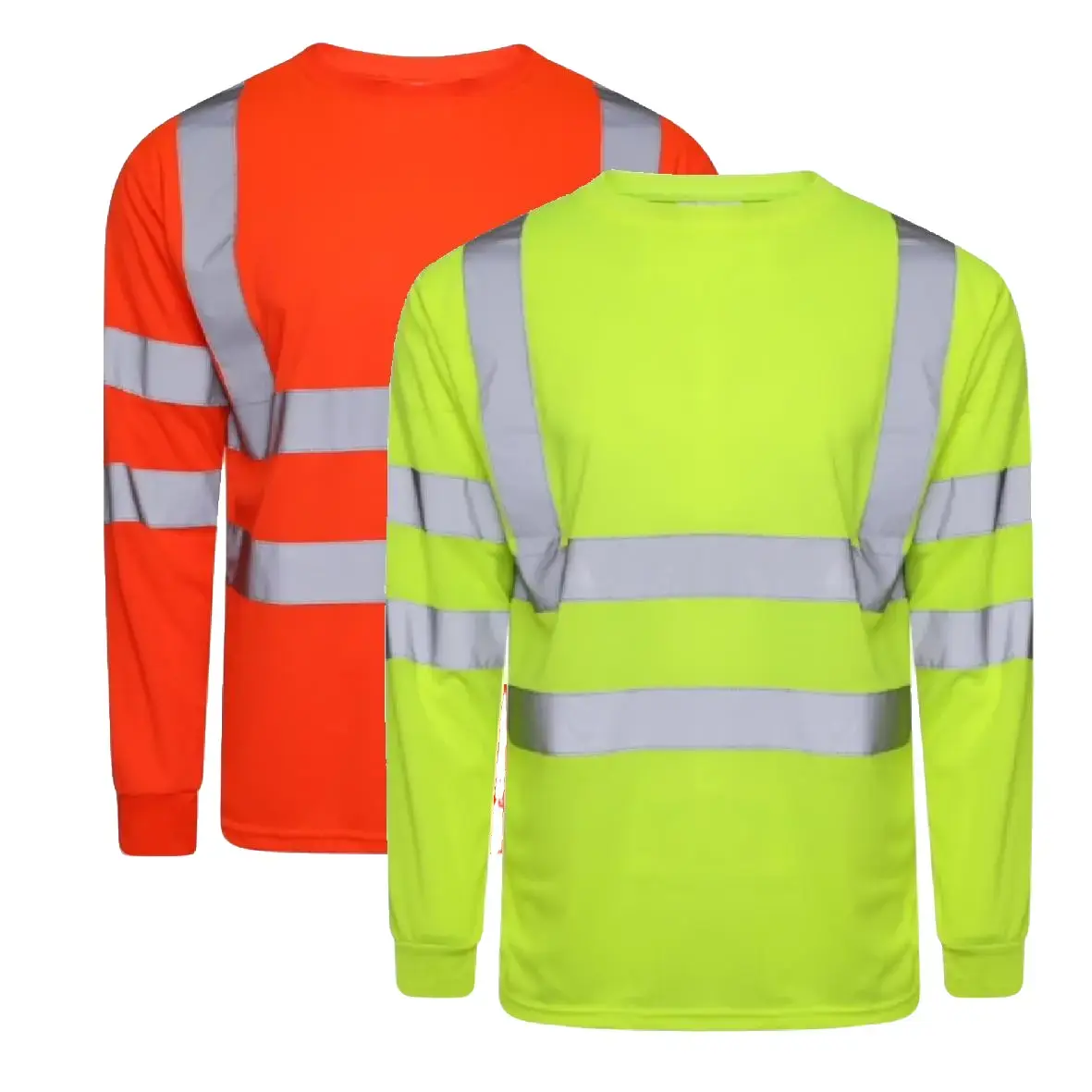 Adult Men's Hi Vis Viz Short & Long Sleeve Round Neck T-Shirt | High Visibility Work Safety Security Top Tee Shirt Fabric Menswear