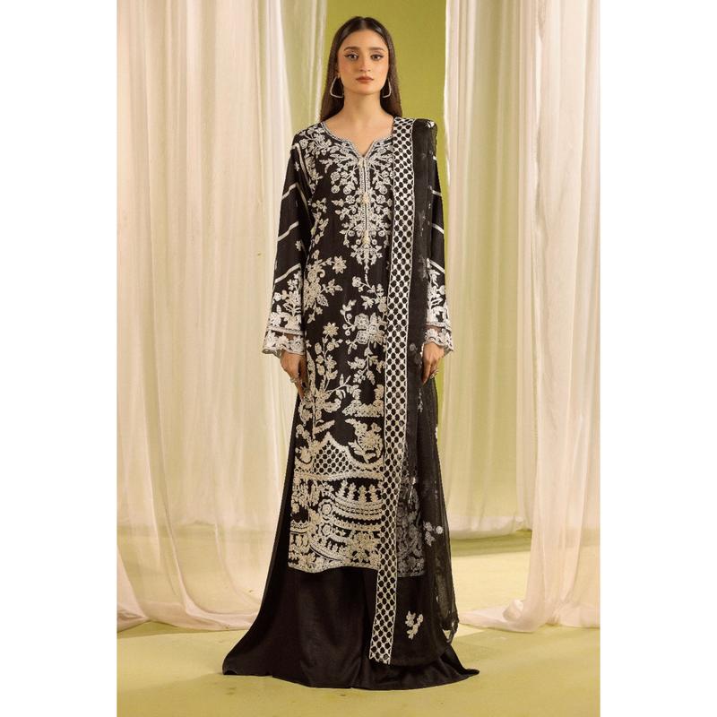 SIMRANS ‘Kismet’ | Embroidered Linen Handwork Readymade | SM760 (Black) 0