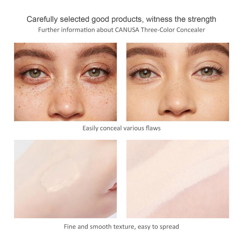 Canusa Concealer Full Coverage Tri-Color Foundation with Waterproof Formula - Flawless 7