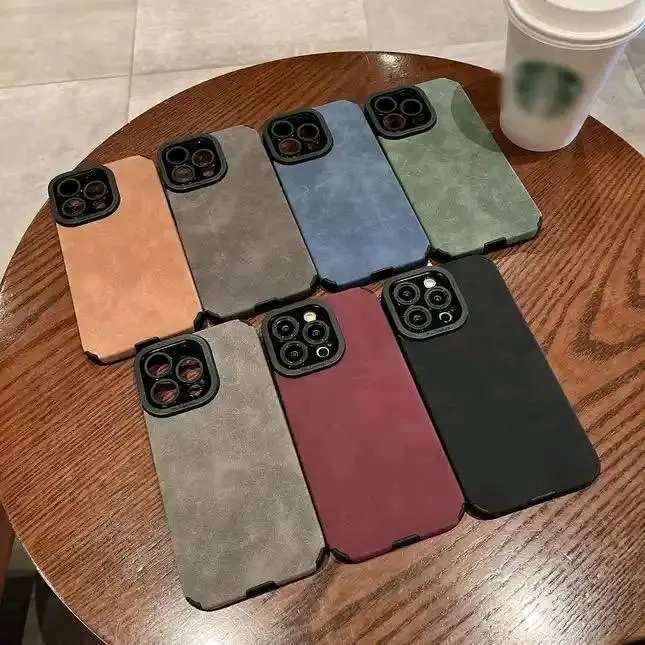 Premium Suede Leather Phone Case for Apple iPhone 16 15 14 13 12 11 - Slim and Stylish Protection - Cover, Accessories 0