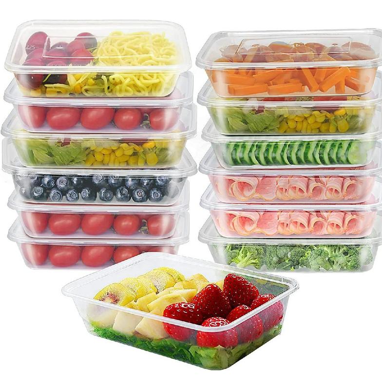 10 X 500ml Plastic Storage Food Soup Containers- Clear Disposable Heavy Duty Airtight Food Storage Boxes Kitchen Set Utensils 0