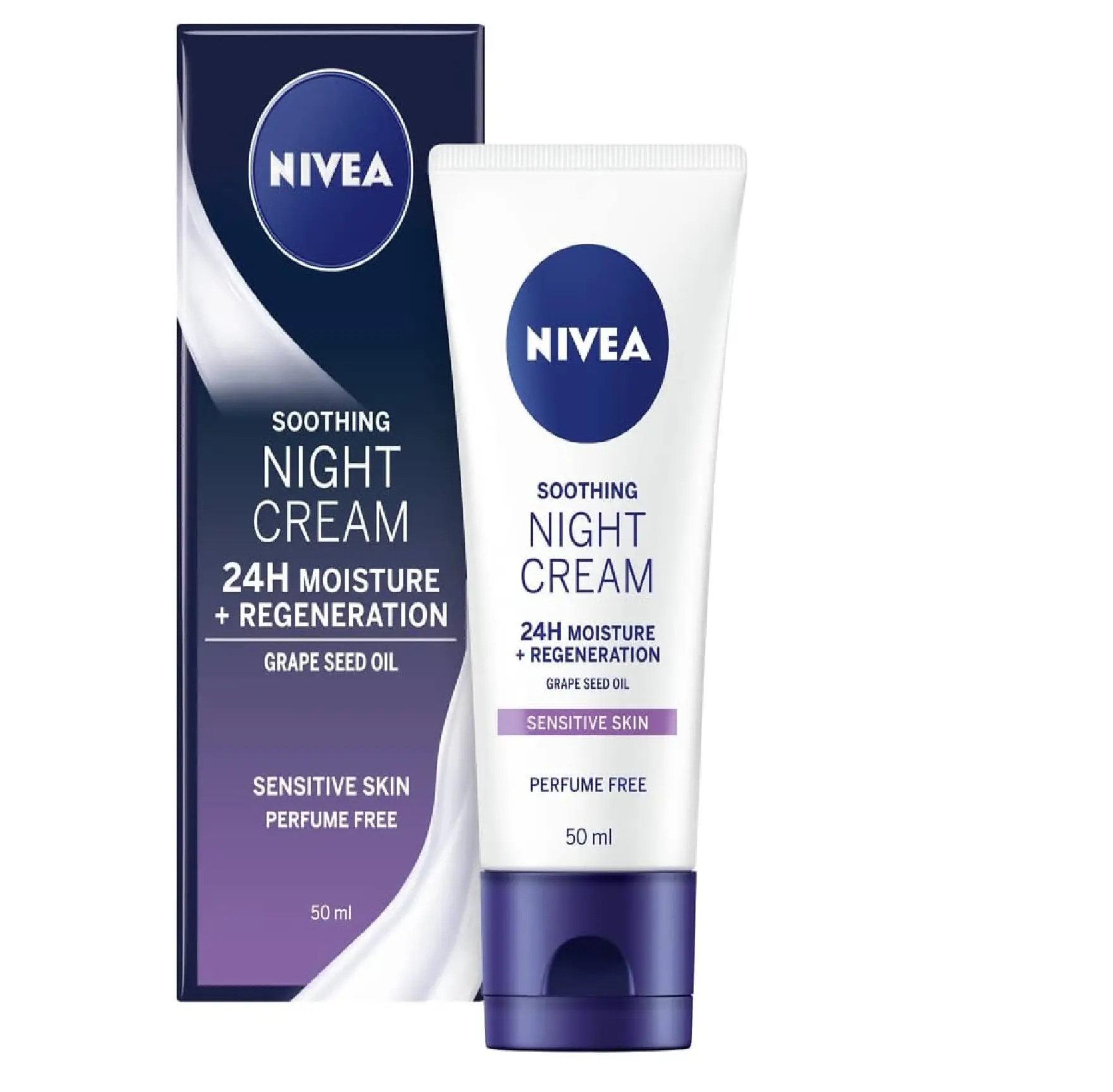 NIVEA Sensitive Night Cream (50 ml), Face Cream for Sensitive Skin with Liquorice Extract and Grape Seed Oil, Regenerating Skin Care