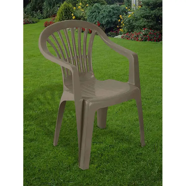 Plastic Low Back Chair in Taupe - Great for Garden, Patio, and Camping 1