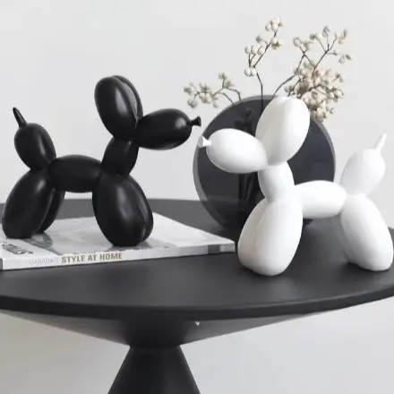 "1pc Handmade Resin Balloon Dog Statue Ornament | Cute White Animal Sculpture for Home Decoration | Perfect for Valentine's Day & Birthday Gifts" Minimalist Minimalist 2