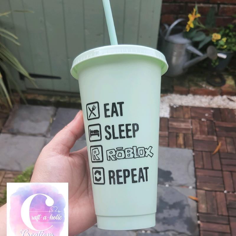 24oz Cold Cup with Roblox design, 20+ colours, handmade, gift, kids, bpa free, personalised, drinkware, Children, travel, home, gaming 5