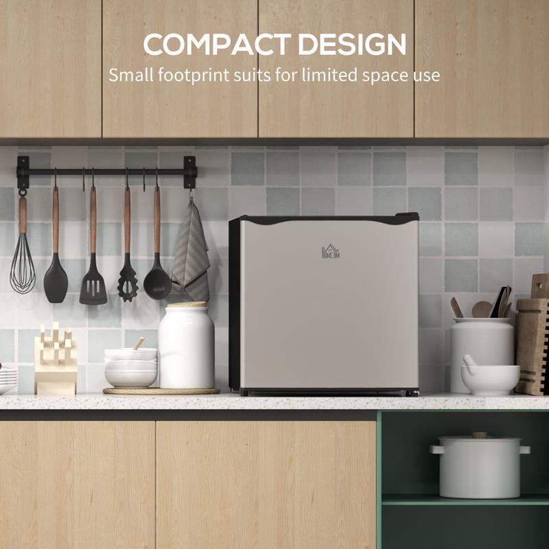 HOMCOM Tabletop Mini Freezer with 35 Litre Capacity, Small Freezer with Reversible Door, Adjustable Temperature and Removable Wire Shelf for Bedrooms, Home Office, Silver Tone 3