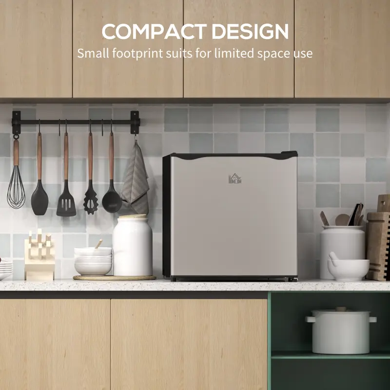 HOMCOM Tabletop Mini Freezer with 35 Litre Capacity, Small Freezer with Reversible Door, Adjustable Temperature and Removable Wire Shelf for Bedrooms, Home Office, Silver Tone 3