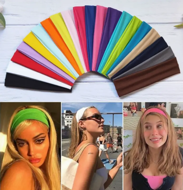 2025 Solid color High stretch headband Yoga Exercise Headband Hair accessories Absorbent Headband Headband with wide edge 0