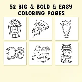 Food Drink & Sweets: Coloring Book for Adults and Kids, Bold and Easy, Simple and Big Designs for Relaxation Featuring a Variety of Foods, Drinks, Desserts and Fruits (Bold & Easy Coloring) 1