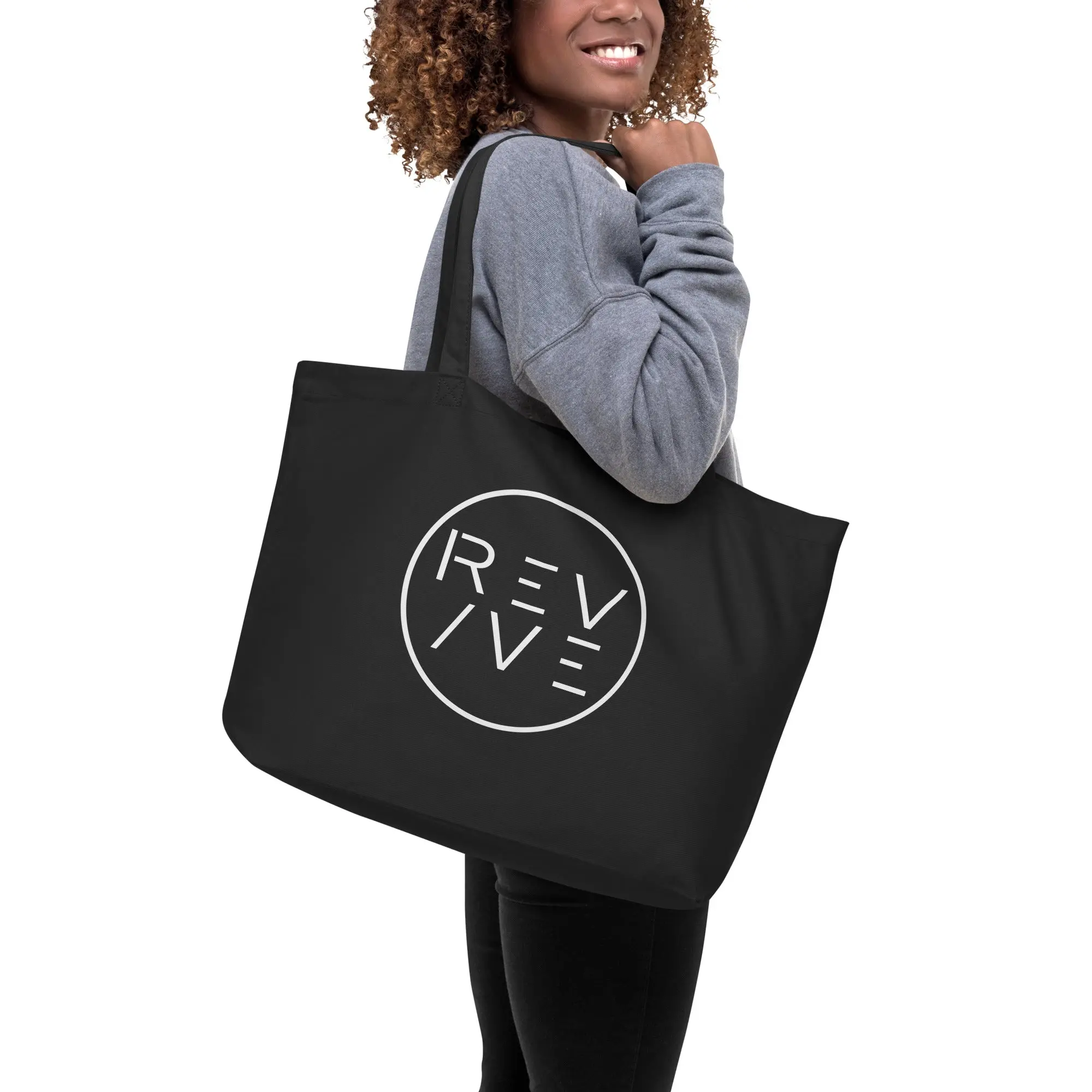 REV/VE Large Organic Cotton Tote Bag - Eco-Friendly Women's Bag