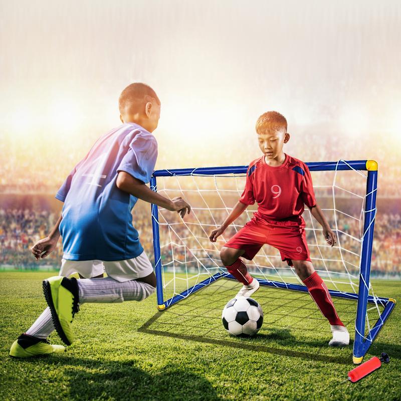 Koolbitz Portable Large Instant Football Goal Set with Ball and Pump, Outdoor Indoor Kids Fun Activity Soccer Football Set, Kids Football Goal Net Ball Pump Pegs Football Training Set 6