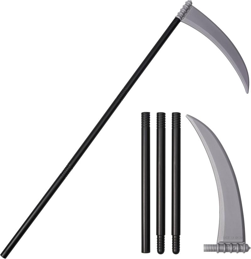 Product Introduction of 110cm Detachable Plastic Scythe Halloween Staff - Perfect Props for Grim Reaper Costume - Clothing, Menswear Spooky Underwear 4