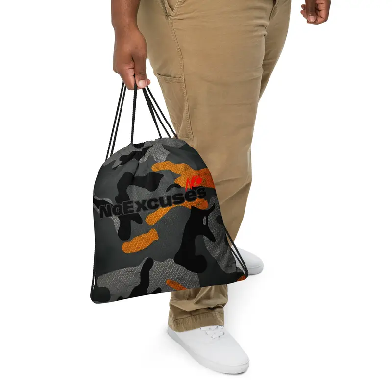 NoExcuses Discipline Yellow and Black Camo Drawstring bag 3