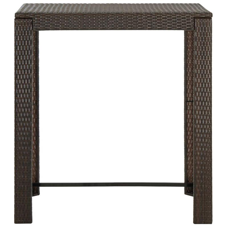 5 Piece Outdoor Bar Set with Armrest Poly Rattan Brown 8