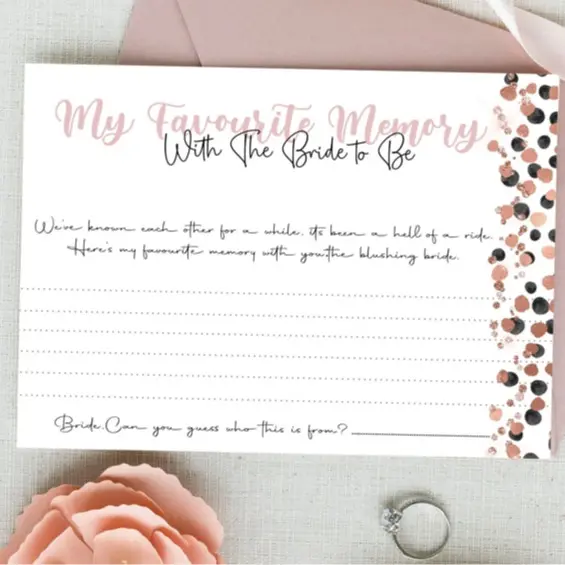 Favourite Memory of the Bride, Pack of 10 cards, Marilyn Range, Hen Party Cards
