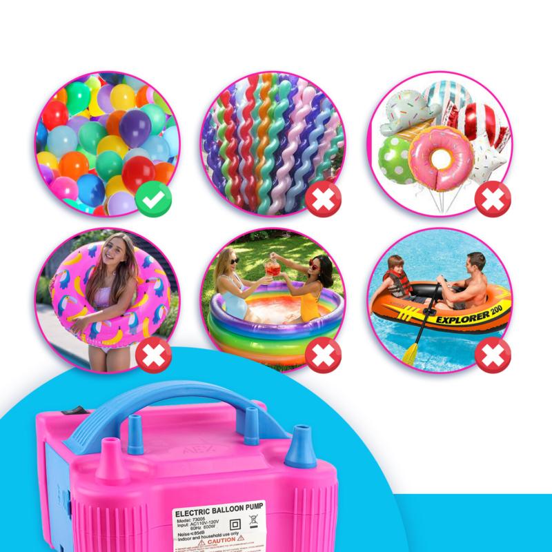 Portable Electric Balloon Pump High Power Dual Nozzle Air Pump Balloon Inflator 7