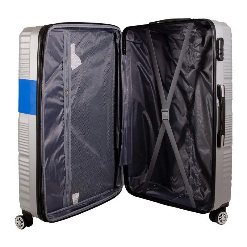 [LUGGAGE OUTLET] Expanding Hardshell ABS Shadow Silver. This is exclusive to LUGGAGE OUTLET. Beautiful design. Approved for all international airlines. Size 20” 26” and 28” available. Ultra lightweight 360 wheel rotation. 2