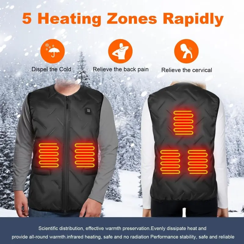 Heated Vest Electric Men Women, Heated Gilet Body Warmer Clothes Washable Lightweight with Adjustable Temperature Control Heating Thermal Jacket for Winter Outdoor Activities 2