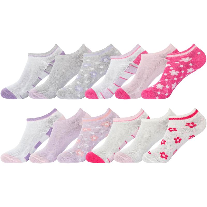3/6/12 Pairs Girls Trainer Socks Kids Ankle Shoe No Slip Liner Sports Gymnastics 1