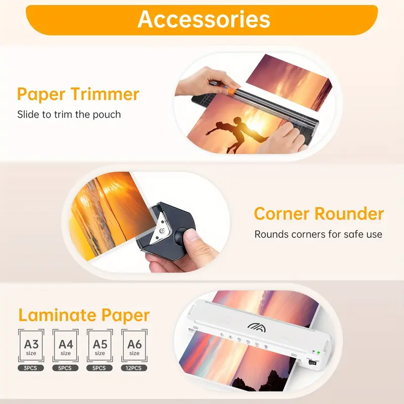 Laminator Machine, 33.02 cm Laminator with Fast Warm-Up for A3/A4/A5/A6, A3 Laminator Machine with 30 Laminating Sheets, Thermal And Cold Laminating Machine for Home School Office 4