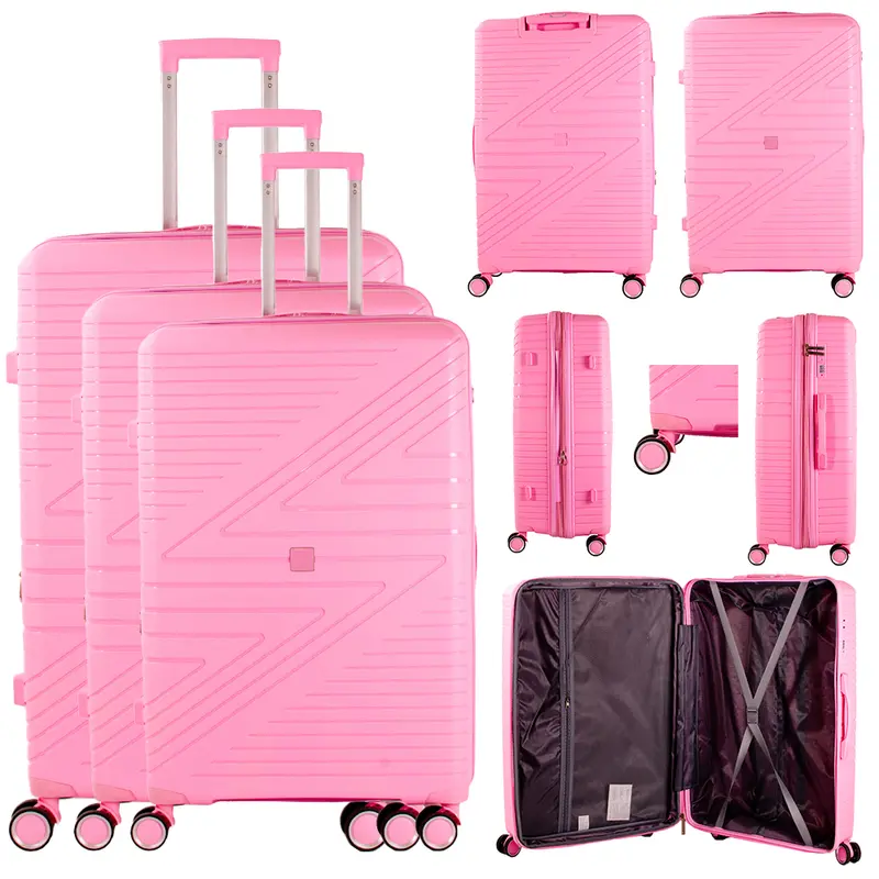 Wow Travel Set of 3 Hard Case Luggage Trolley Suitcase with 4 Spinner Wheels Patterned Durable 0