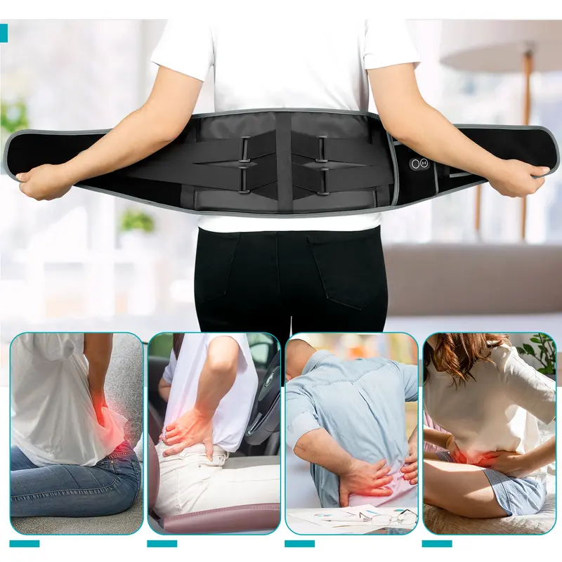Cordless Back Massager with Heat for Back, Lower Back Massager with 3 Heating Levels, Heating Waist Belt for Period Comfort, Comfort Gift for Mom, Dad 3