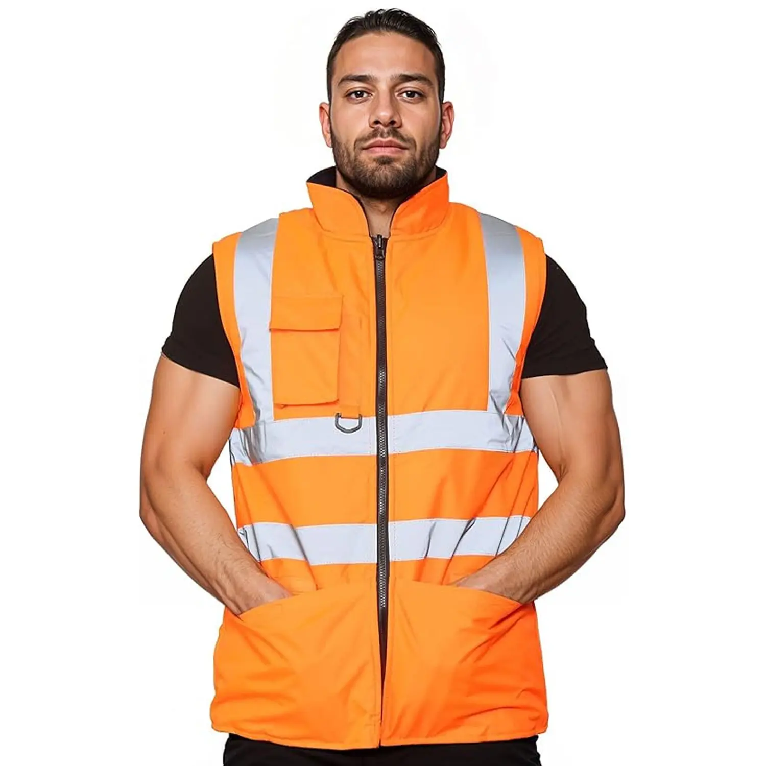 Hi Vis Clothing For Men, High Visibility Sweatshirts Jumper, Safety Workwear Reversible Body Warmer, Waterproof Hi Viz Bomber Jacket, Mens High Vis Hoodie With Reflective Tape