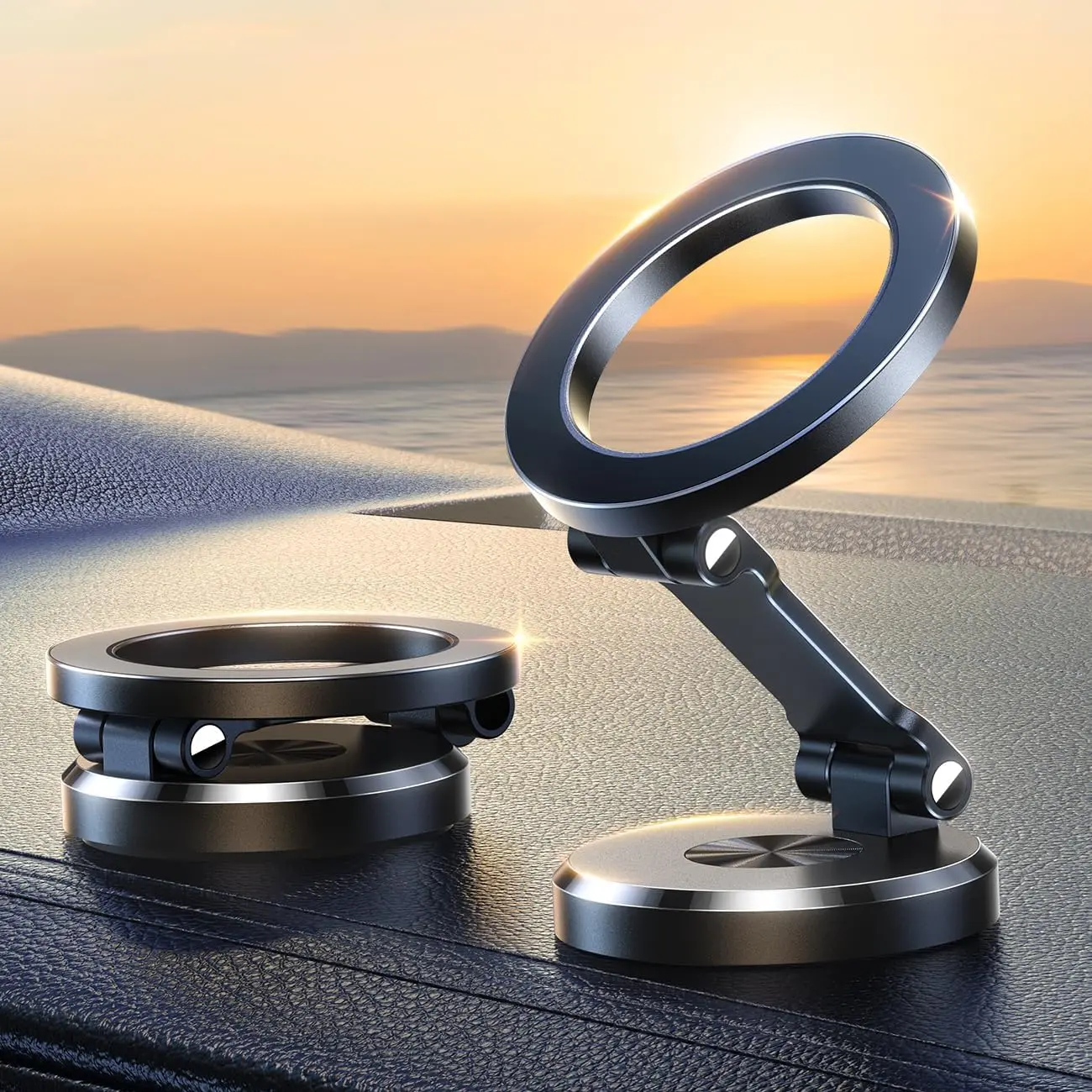 Fits MagSafe Car Mount, [All Metal & Foldable] Magnetic Phone Car Mount with 20xN55 Magnets and 360° Adjustment, Phone Car Holder for iPhone 16 15 14 13 12 & MagSafe Case & All Phone Smartphone Cellphone magnet  phone  holder